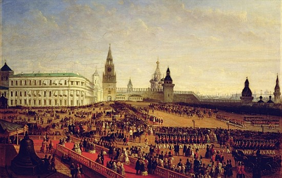 Military parade during the Coronation of Alexander II in the Moscow Kremlin on the 18th February 185 from Gustav Schwarz