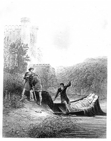 Lancelot looks upon the body of the Lady Elaine, illustration from ''The Idylls of the King'' from Gustave Alfred TennysonDore