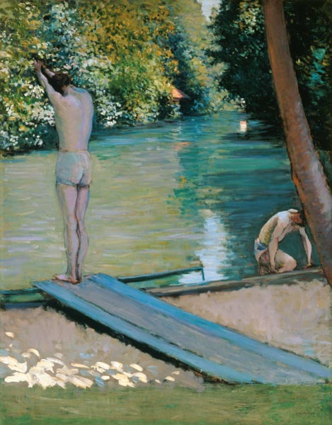 Taking a bath on the bank of the river Yerres. from Gustave Caillebotte