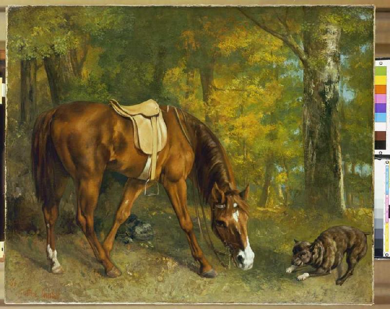 Horse in the woods from Gustave Courbet