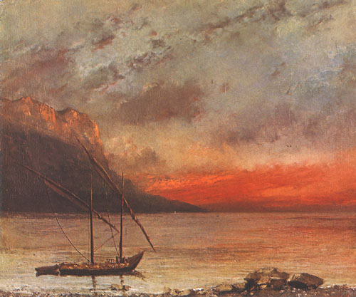 Vue you lac, coucher de soleil from Gustave Courbet
