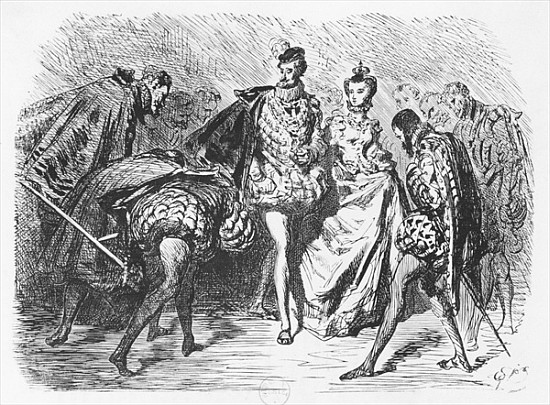 King and court, illustration from the ''Essais'' Michel Eyquem de Montaigne (1533-92) from Gustave Doré