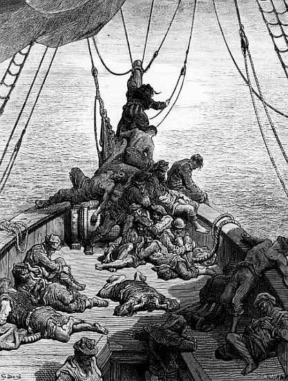 The sailors becalmed and tormented by thirst, scene from ''The Rime of the Ancient Mariner'' S.T. Co from Gustave Doré