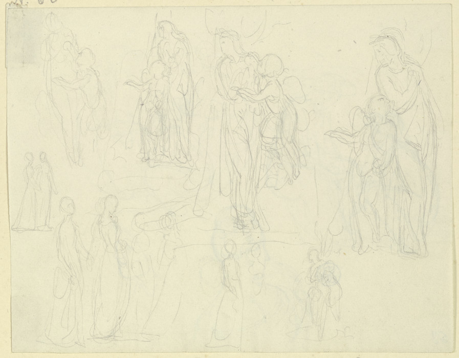 Verschiedene Figuren, darunter eine weibliche Gestalt mit geflügeltem Amorknaben from Gustav Heinrich Naeke