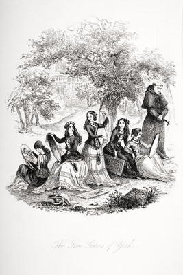 The five sisters of York, illustration from `Nicholas Nickleby' by Charles Dickens (1812-70) publish from Hablot Knight Browne