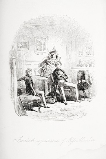 I make the acquaintance of Miss. Mowcher, illustration from ''David Copperfield'' Charles Dickens (1 from Hablot Knight (Phiz) Browne