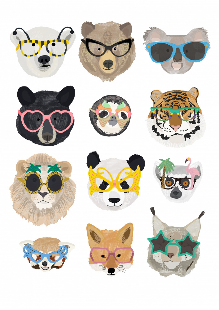 Big Cats in glasses print from Hanna Melin