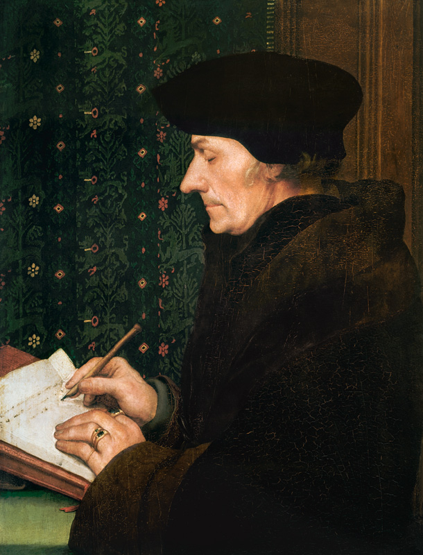 Erasmus of Rotterdam at the writing desk from Hans Holbein the Younger