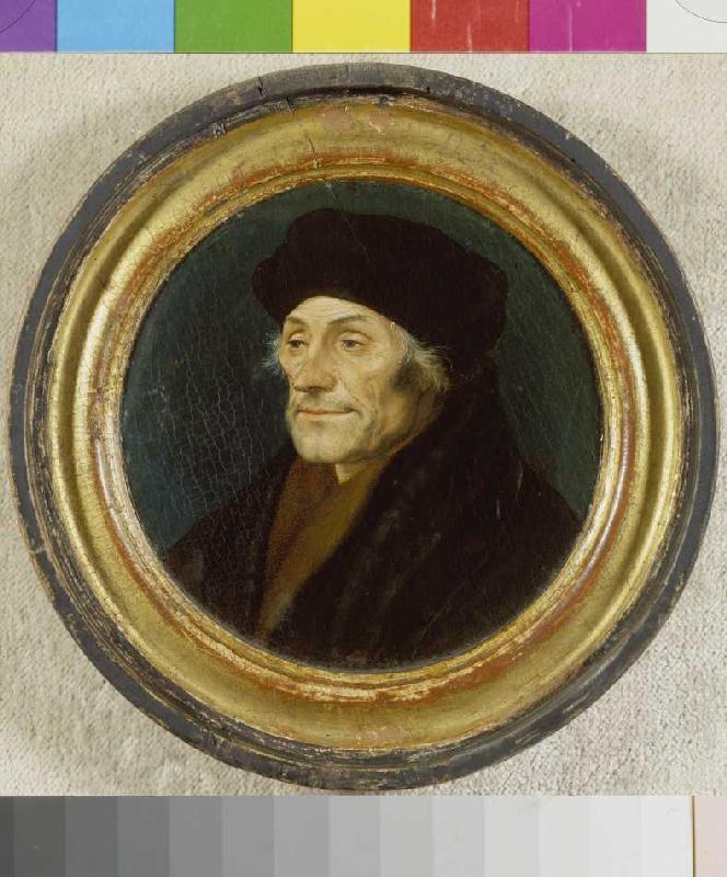 Portrait of the Erasmus of Rotterdam in it round. from Hans Holbein the Younger