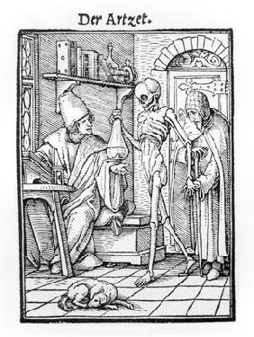 Death and the Physician, from 'The Dance of Death', engraved by Hans Lutzelburger, c.1538 (woodcut)