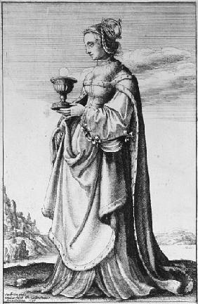 St. Barbara, etched by Wenceslaus Hollar