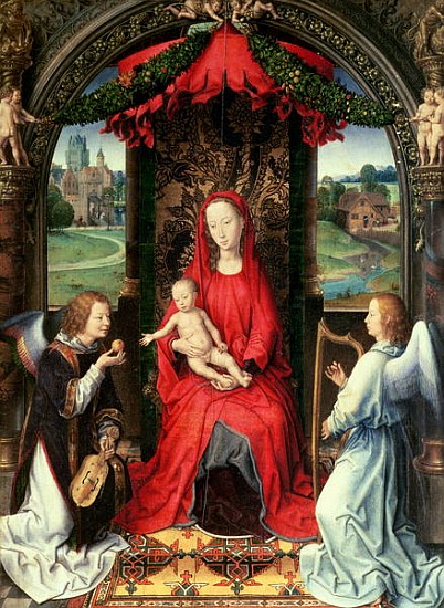 Madonna and Child Enthroned with Two Angels from Hans Memling