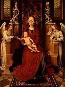 Madonna with the child on the throne with two angels