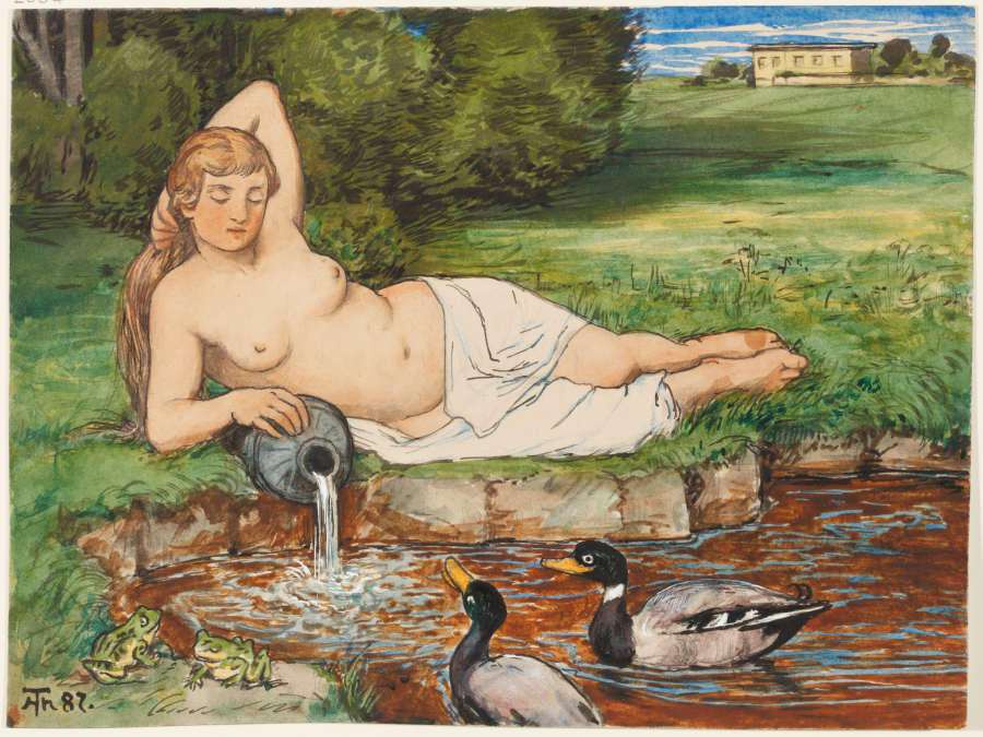 Nymph by a Brook from Hans Thoma