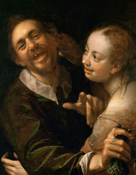 A Laughing Couple, self portrait of the artist with his wife (Scherzendes Paar) from Hans von Aachen