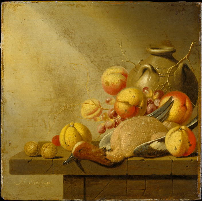 Still Life with Fruit and Plucked Duck from Harmen van Steenwijck