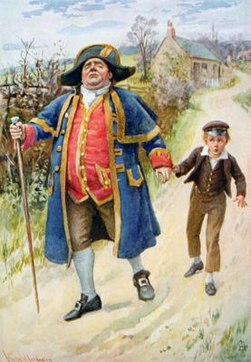 Mr Bumble and Oliver Twist, illustration for 'Character Sketches from Dickens' compiled by B.W. Matz from Harold Copping