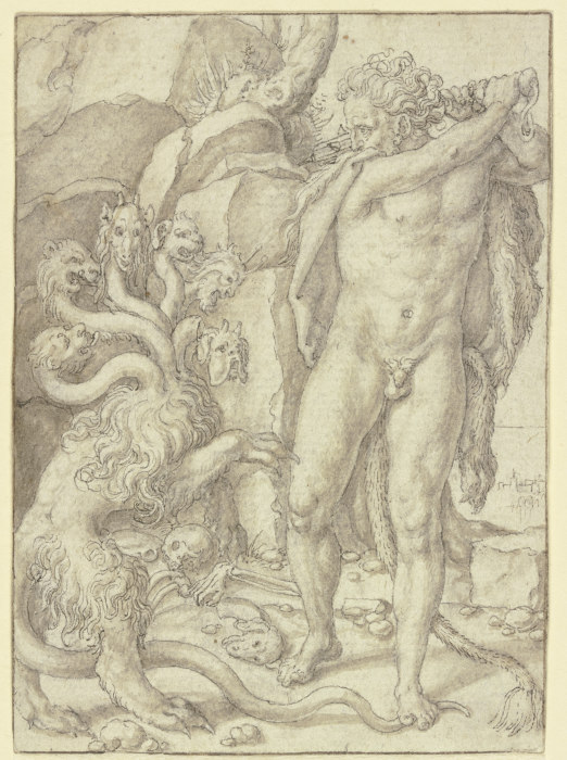 Herkules tötet die Lernäische Hydra from Heinrich Aldegrever