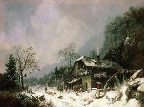 Winter landscape at a smithy