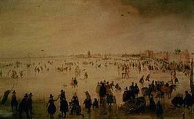 Lively hustle and bustle on a surface of the ice
