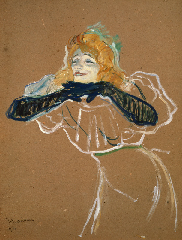 The Chanteuse Yvette Guilbert (1867-1944) singing 'Linger, Longer, Loo' from Henri de Toulouse-Lautrec