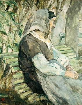 Old Woman Seated on a Bench in Celeyran