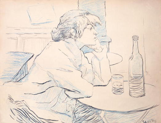 Woman Drinker, or The Hangover, 1889 (ink and coloured pencil) from Henri de Toulouse-Lautrec