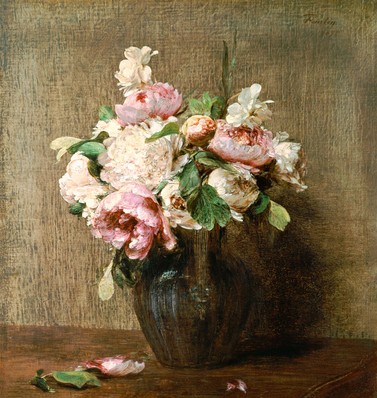 White Peonies and Roses, Narcissus from Henri Fantin-Latour