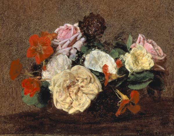 Bouquet of Roses and Nasturtiums from Henri Fantin-Latour
