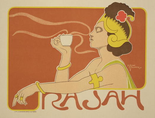 Reproduction of a poster advertising the 'Cafe Rajah', 1897 (colour litho) from Henri Georges Jean Isidore Meunier