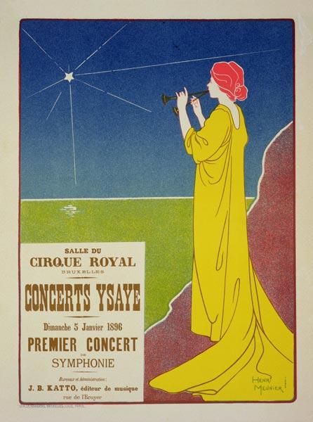 Reproduction of a poster advertising the 'Ysaye Concerts', Salle du Cirque Royal, Brussels, 1895 (co