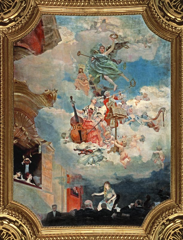 Music across the Ages, ceiling of the Salle des Fetes (ballroom) from Henri Gervex