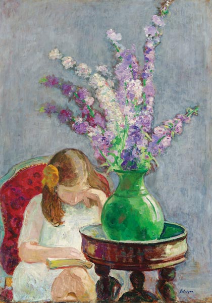 Lesendes Mädchen mit Blumenvase from Henri Lebasque