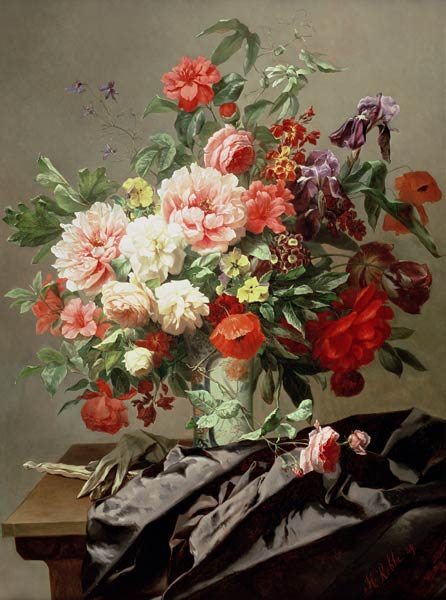Peonies, Poppies and Roses, 1849 from Henri Robbe