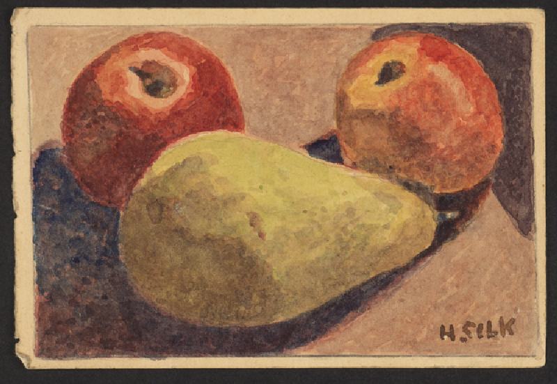 Apples and pears, c.1930 (pencil & w/c on paper) from Henry Silk