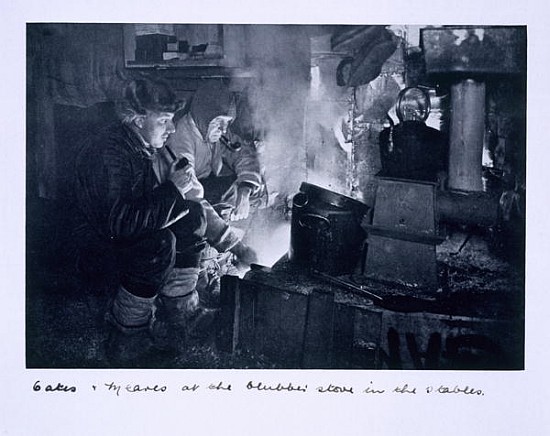 Oates & Meares at the blubber stove in the stables, from ''Scott''s Last Expedition'' from Herbert Ponting
