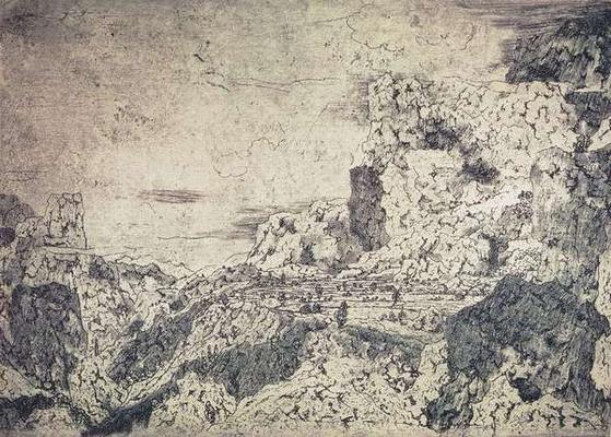 A Rocky Landscape (engraving) from Hercules Seghers