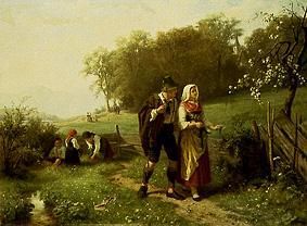 Young alpine couple in spring from Hermann Bethke