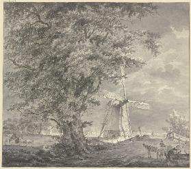 Windmühle bei einem Eichbaum