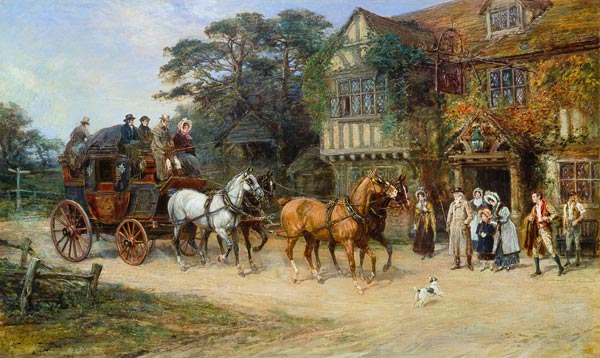 Arrival of a mail coach from Heywood Hardy