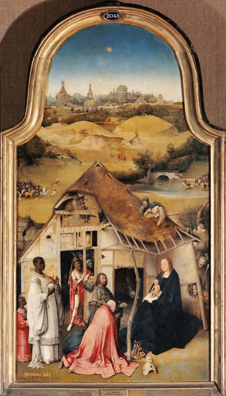 The adoration of the kings - middle panel of the Epiphanie triptych. from Hieronymus Bosch