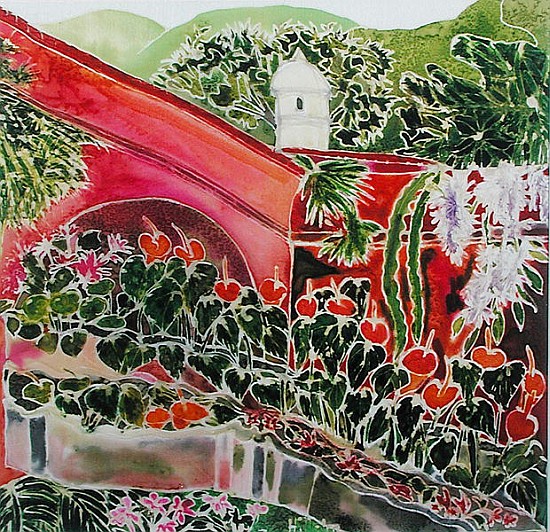 In Our Garden, Antigua (coloured inks on silk)  from Hilary  Simon