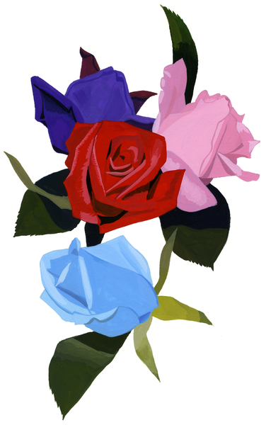 Pink red and light blue roses from Hiroyuki Izutsu