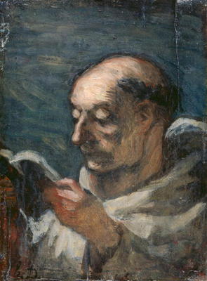 Monk Reading (oil on canvas) from Honoré Daumier