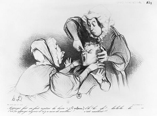 Series ''Croquis d''expressions'', the bump, plate 26, illustration from ''Le Charivari'', 4th Septe from Honoré Daumier