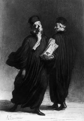 Two Lawyers, c.1862 (watercolour & pencil on paper)