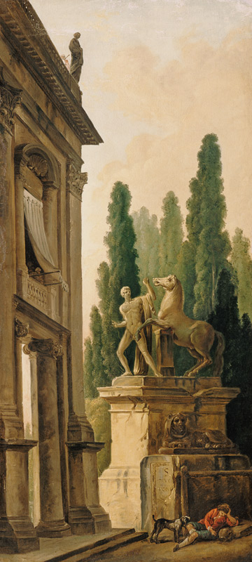 Landschaft mit Denkmal eines Pferdebändigers. from Hubert Robert