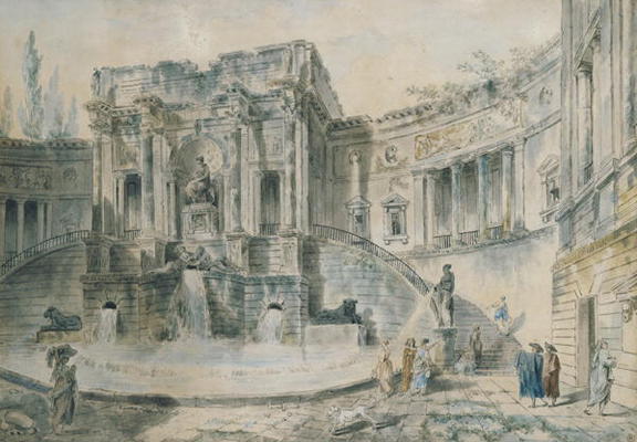 Landscape with ruins (watercolour) from Hubert Robert