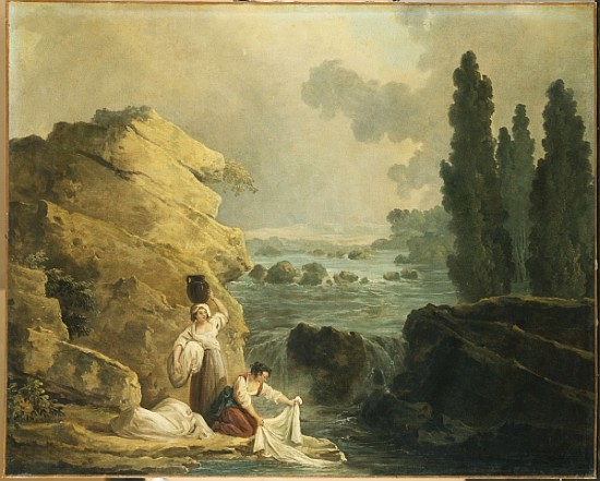 Washerwomen by a Cascade from Hubert Robert