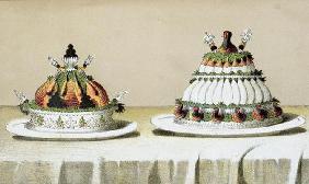 Design for the presentation of chicken stuffed with foie gras and pheasant breasts cooked in the Ber
